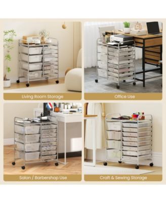 12-Drawer Utility Rolling Cart with Tiered Storage