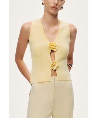 Women's Floral Cut-Out Knit Top