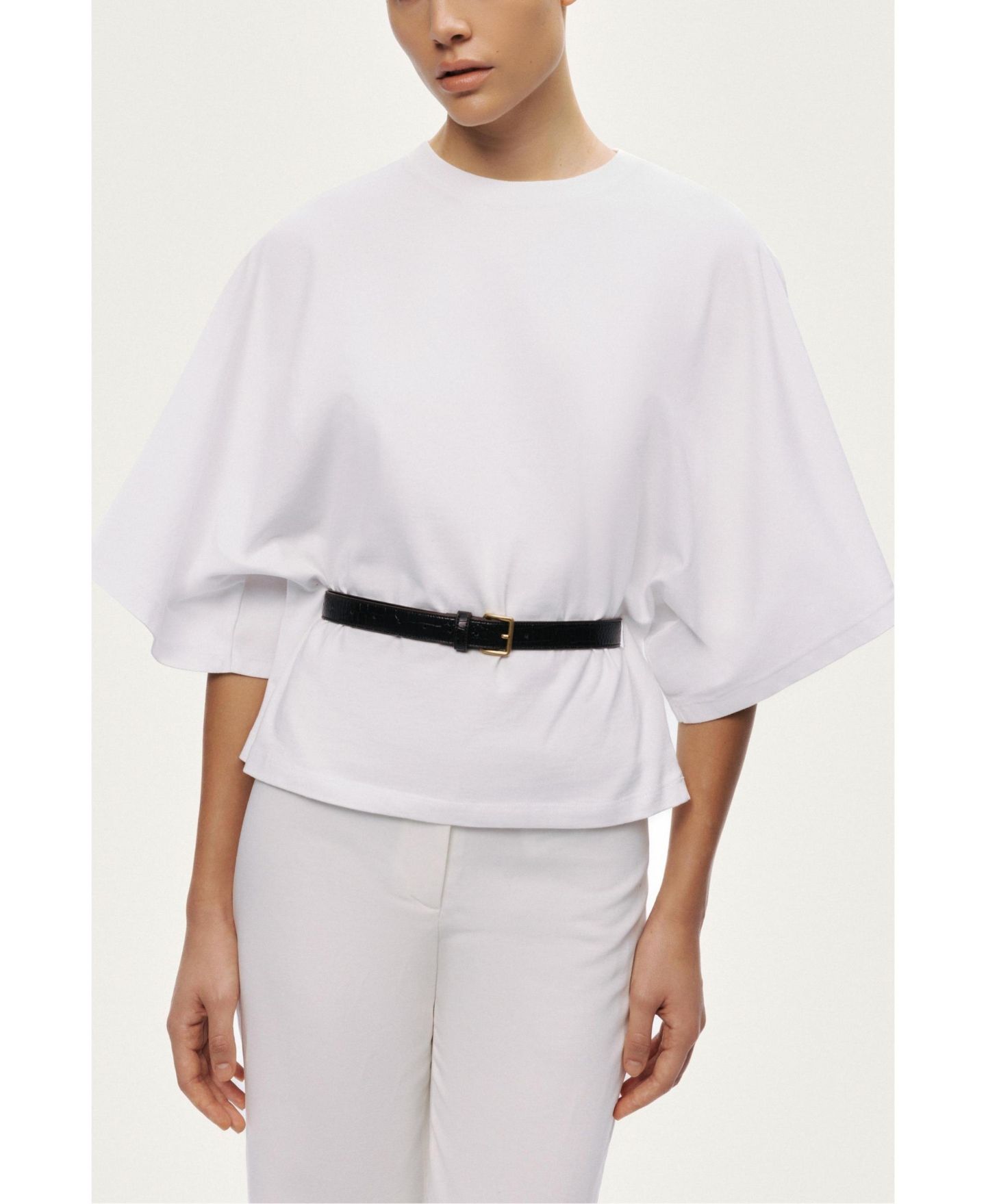 Женская футболка NOCTURNE Belted Oversized, цвет: Белый — фото 3