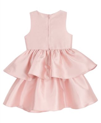 Girls' 2T-6X Mikado 2-Tier Dress with Rosette at Waist