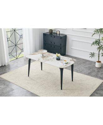 Sintered Stone Dining Table, Metal Base, Heat/Scratch Resistant