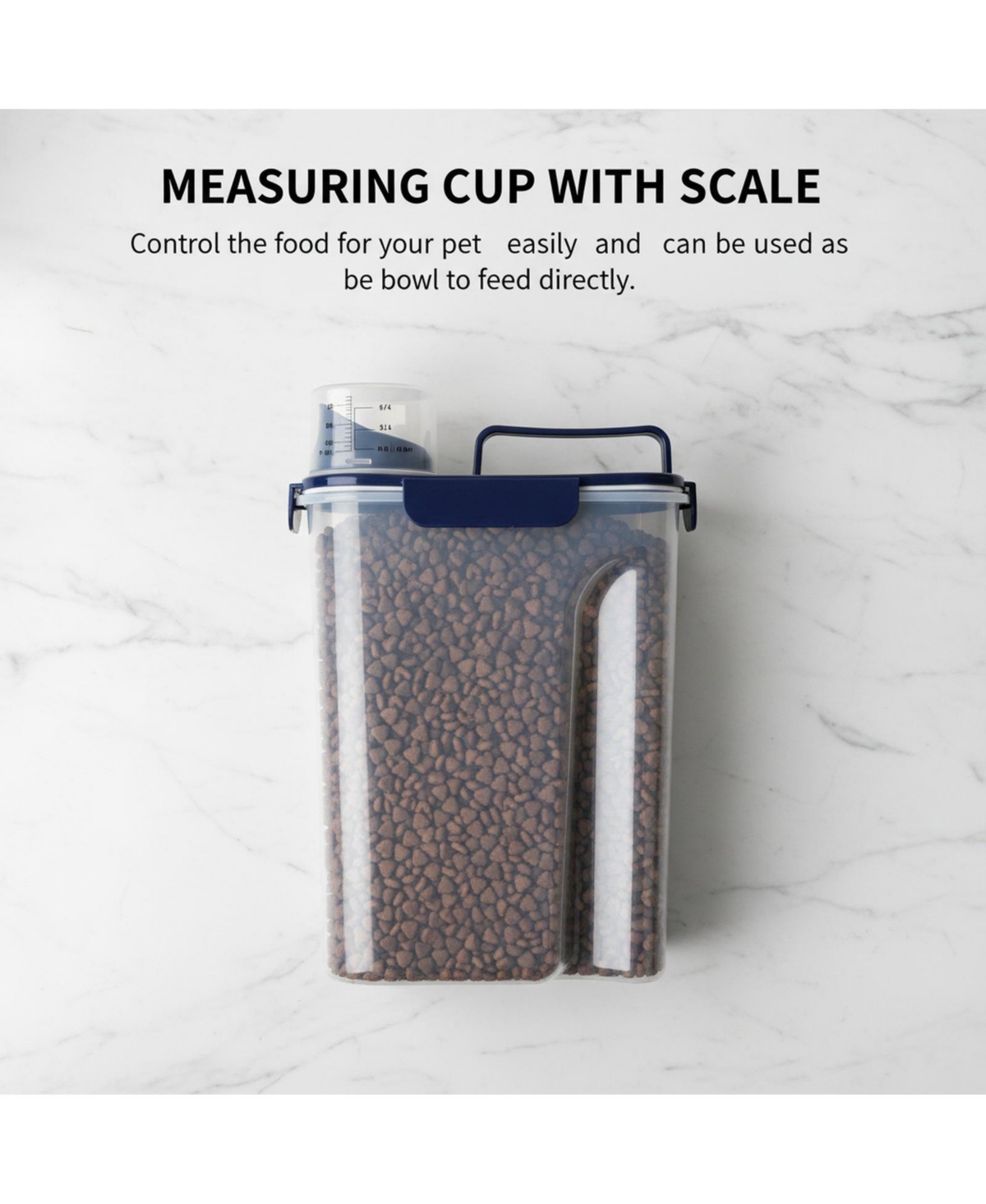 Aronkl Airtight Pet Food Storage Container with Pour Spout Measuring Cup 4 Seal Buckles Bpa Free Durable Plastic