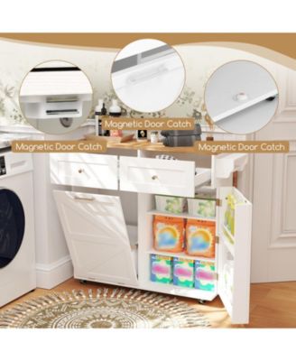 47 in 4-Tier Mini Bar Kitchen Island with Footrest and Wine Rack, 5-Bottle and 8-Glass Storage