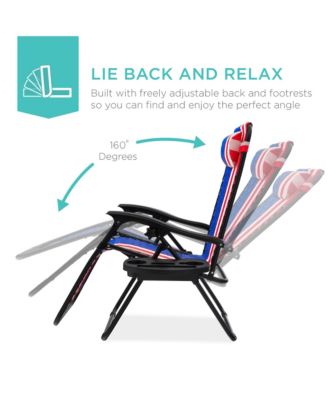 Set of 2 Zero Gravity Lounge Chair Recliners for Patio, Pool w/ Cup Holder Tray