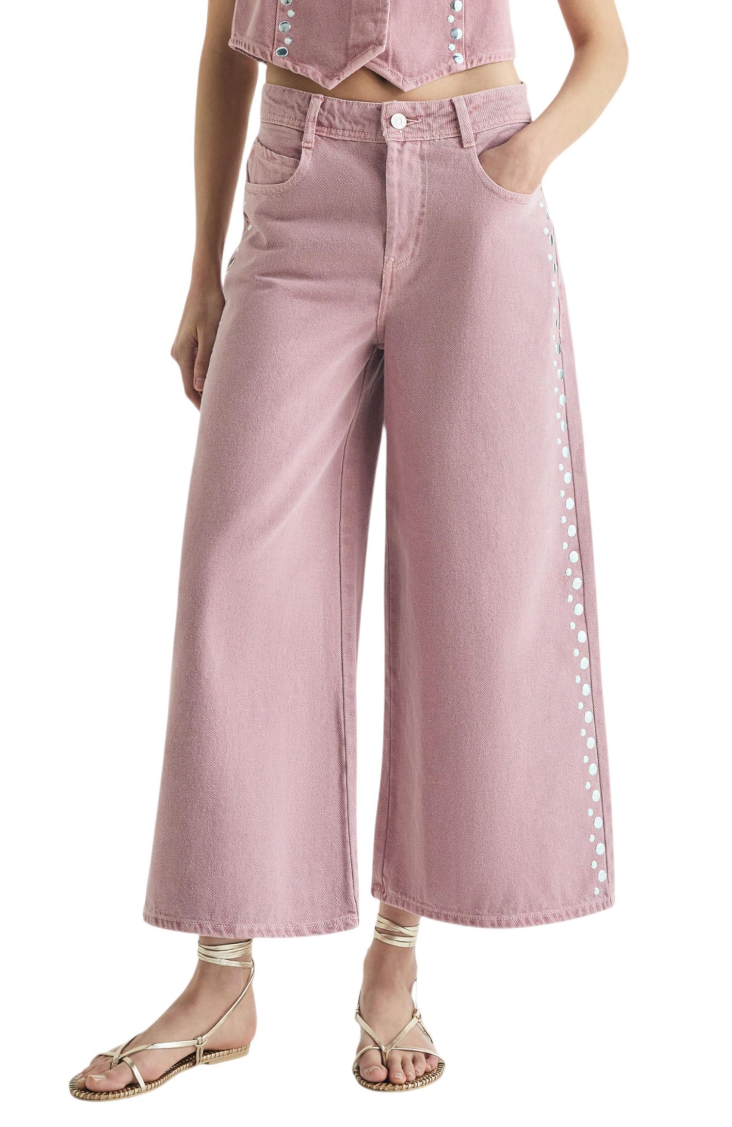Women's Jeans Culotte Studs