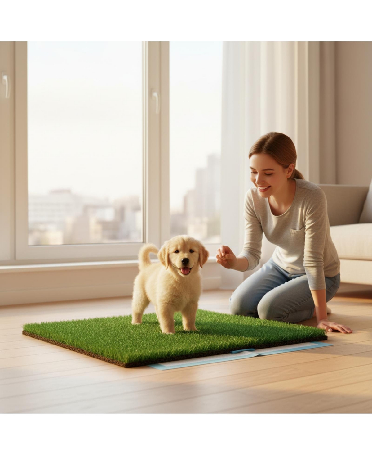 Aronkl Artificial Grass Dog Potty Pad Strong Absorbency Soft Easy Clean Indoor Outdoor