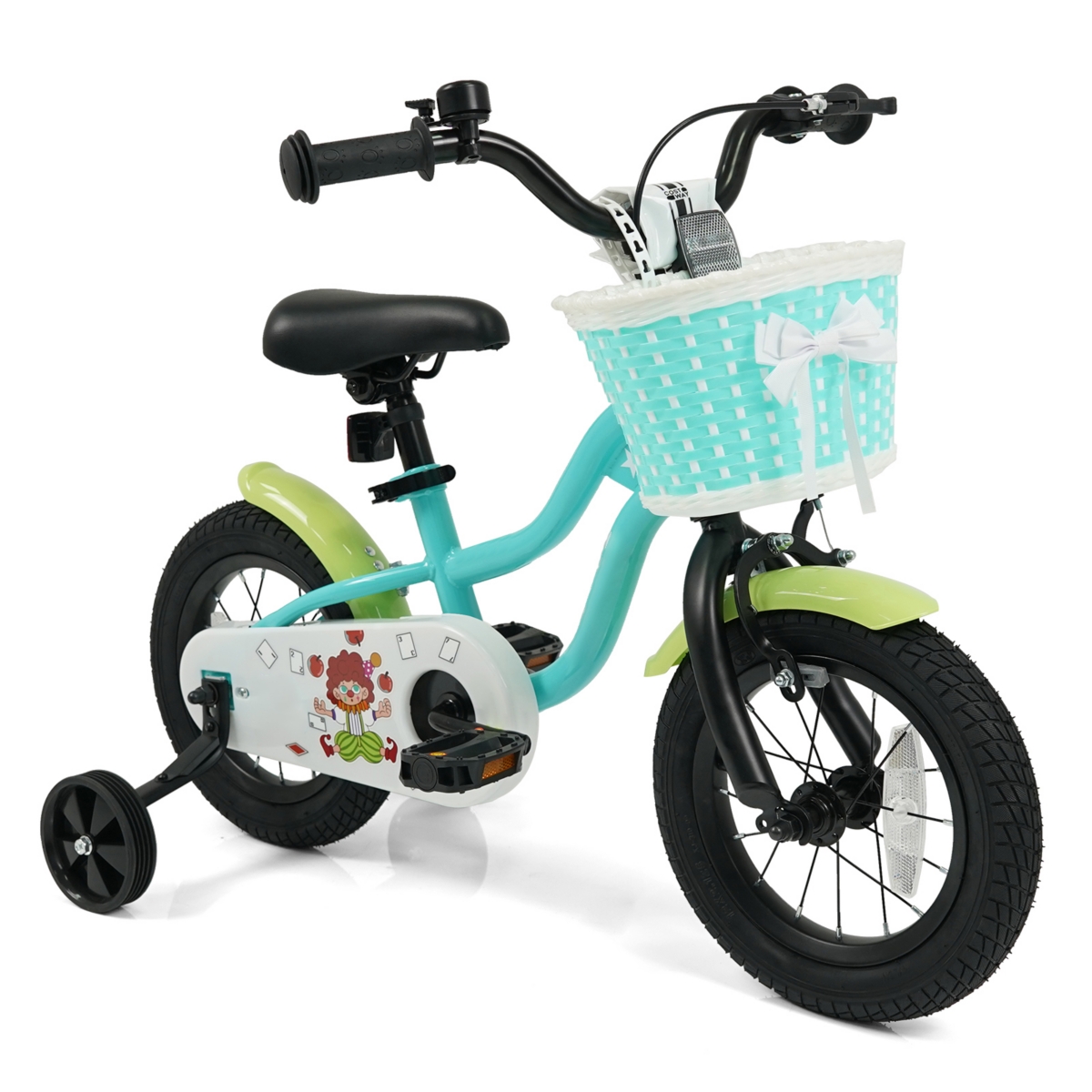 Slickblue Kids Bicycle with Training Wheels and Storage Basket