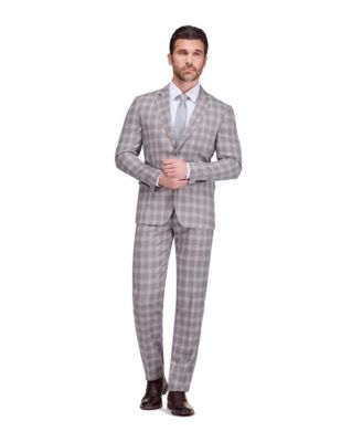 Men's Slim Fit 2 Piece Performance Stretch Plaid Suit