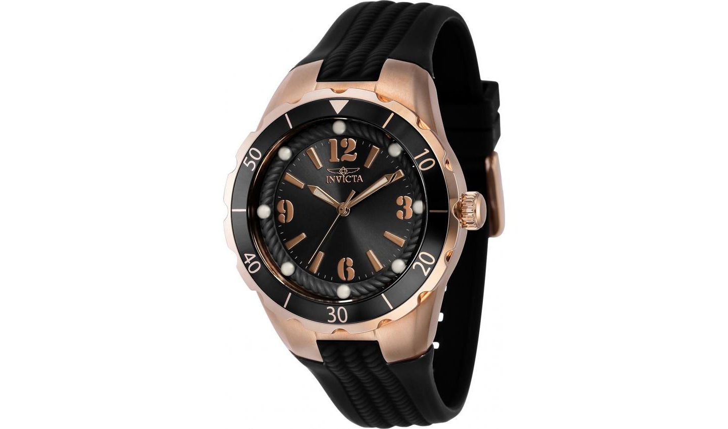 Женские часы Invicta 40313 Angel Quartz 3 Hand Dial Stainless Steel, цвет: Чёрный — фото 1