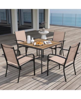 Outdoor Dining Chairs Set of 4 with High Back and Metal Frame