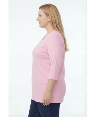 Plus Size Perfect Three-Quarter Sleeve V-Neck Tunic