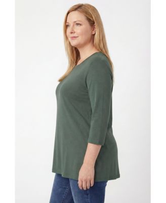 Plus Size Perfect Three-Quarter Sleeve V-Neck Tunic