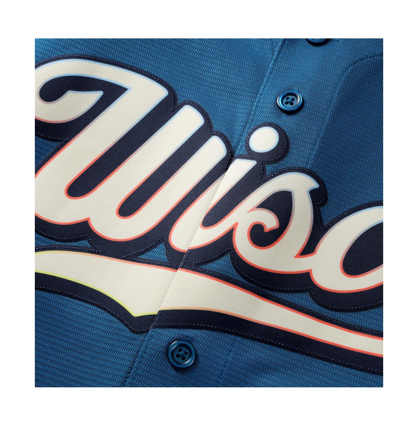 Мужской топ Nike Jackson Chourio Mineral Blue Milwaukee Brewers 2026 City Connect Stadium Jersey — фото 5