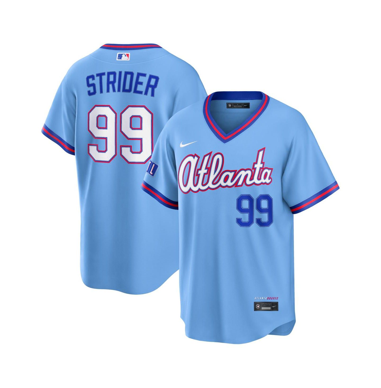 Мужской топ Nike Spencer Strider Powder Blue Atlanta Braves 2026 City Connect Stadium Jersey — фото 1