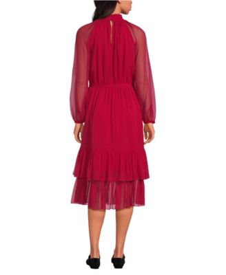 Women's Crinkle Chiffon Ruffle Dress