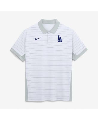 Men's White Los Angeles Dodgers Authentic Collection Striped Victory Dri-FIT Polo Shirt