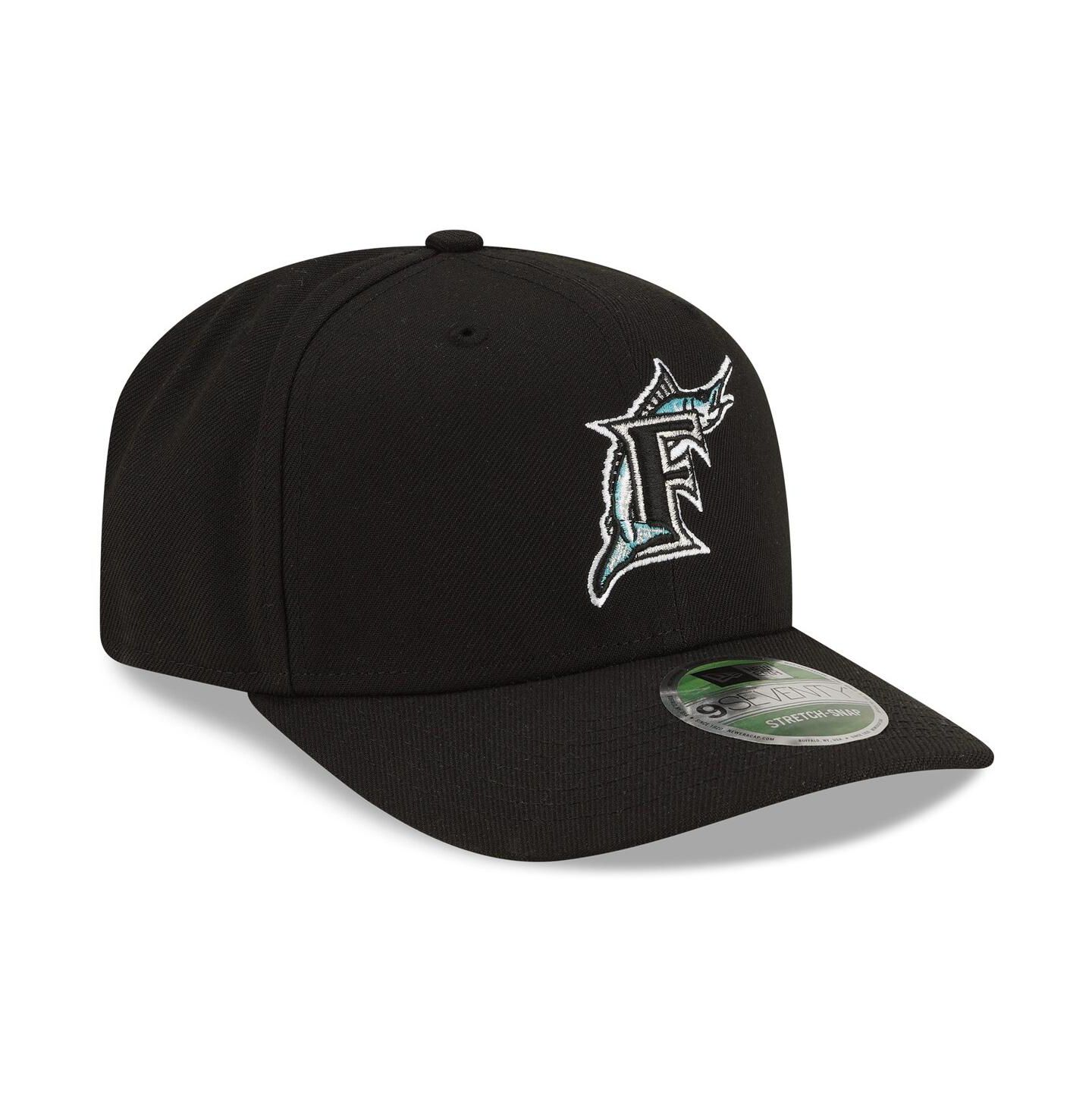 Мужская кепка New Era Black Florida Marlins Player Replica 9SEVENTY Adjustable Hat — фото 3