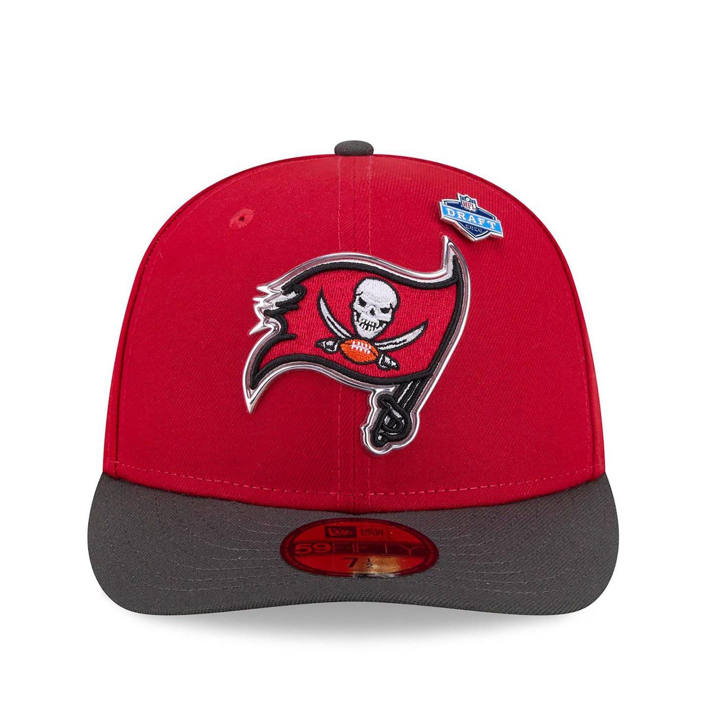 Мужская кепка New Era Red/Pewter Tampa Bay Buccaneers 2026 NFL Draft Pre-Curved 59FIFTY Fitted Hat — фото 2