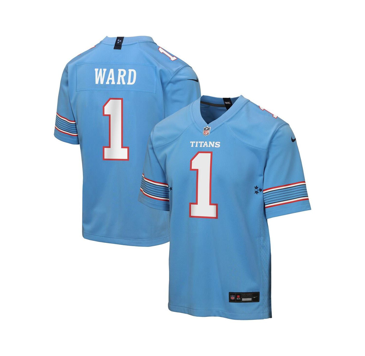 Big Boys and Girls Cameron Ward Light Blue Tennessee Titans Game Jersey
