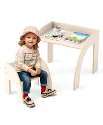 Kids Table and Chair Set with Wide Tabletop and Curved Safety Edges