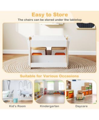 4-in-1 Kids Activity Table and 2 Chairs Set with Reversible Tabletop