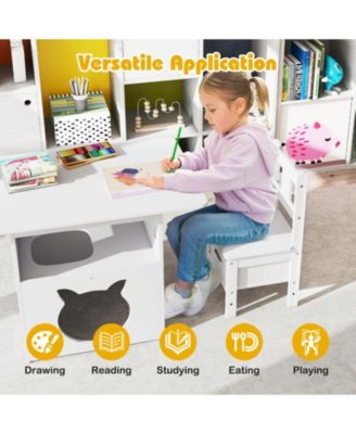 3-Piece Kids Table and Chairs Set with Built-In Pet Viewing Window