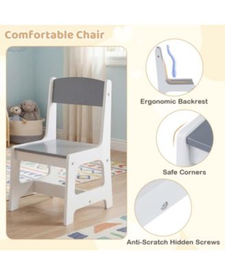 Kids Art Table and Chair Set with Paper Roll and Storage Cubbies