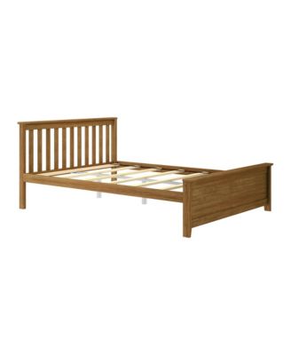 Max and Lily Queen Bed Frame, Solid Wood Platform Bed with Slatted Headboard for Kids