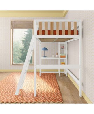 Max and Lily Scandinavian High Loft w/ Side Desk and Shelves