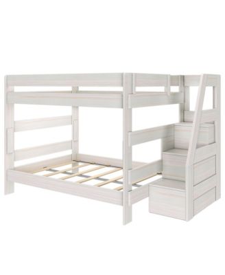 Max and Lily Modern Farmhouse Queen Over Queen Bunk Bed With Staircase