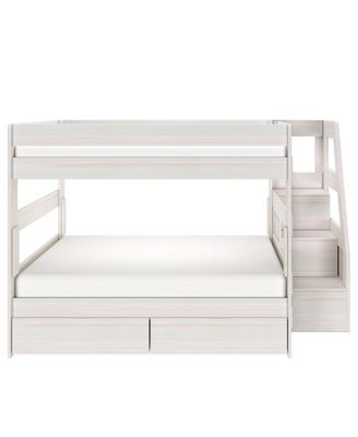 Max and Lily Modern Farmhouse Queen Over Bunk Bed With Staircase and Storage Drawers