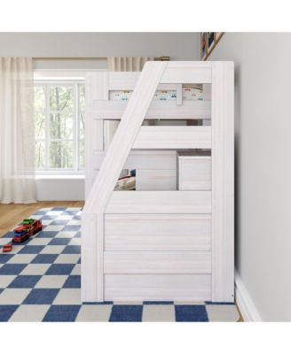 Max and Lily Modern Farmhouse Twin Over Twin Bunk Bed With Staircase