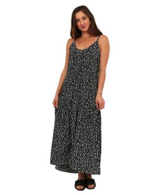 24seven comfort apparel maxi dress 24seven Comfort Apparel Essential Womens Dot Print Scoop Neck Spaghetti Strap Pocket A Line Maxi Dress, Women's, Size: Large