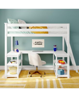 Max and Lily Classic Twin High Loft (Ladder on End) + Wraparound Desk