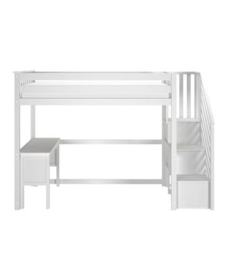 Max and Lily Classic Twin High Loft (ladder on end), Desk, Staircase