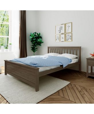 Max and Lily Queen Bed Frame, Solid Wood Platform Bed with Slatted Headboard for Kids