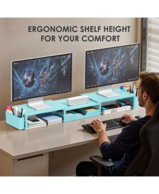 Monitor Stand Riser Drawer Pen Holder Metal Desk Organizer