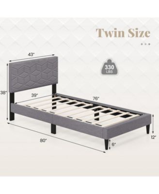 Twin Linen Upholstered Platform Bed Frame with Headboard