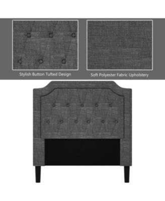Button-Tufted Twin Platform Bed with Upholstered Headboard