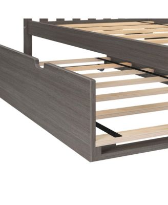 Max and Lily Full Size Bed Frame with Trundle, Solid Wood Platform Bed with Storage