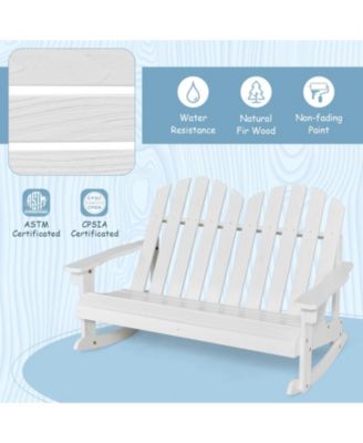 2-Person Kids Adirondack Rocking Chair with Slatted Seat