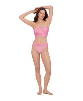 Women's Gold-Tone Bead Keyhole Tube Underwire Bikini Top