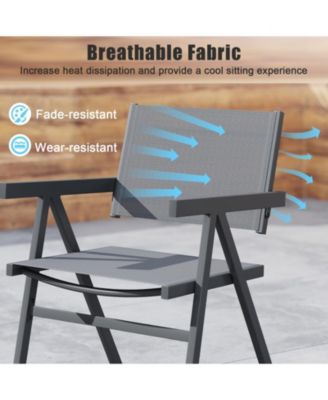 Outdoor Patio Dining Chairs Set of 4 with Breathable Fabric Seat