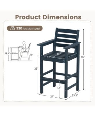 HDPE Adirondack Bar Chairs Set of 2 with Wide Armrests