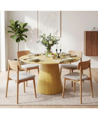 43" Round Dining Table for 4-6 People, Wooden Dining Room Table with Pedestal Base, Dining Room, Living Room