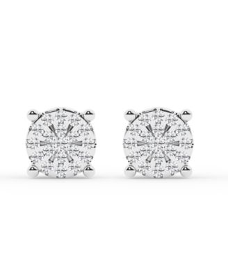 Diamond Cluster Stud Earrings in Sterling Silver (1/4 ct. t.w.)
