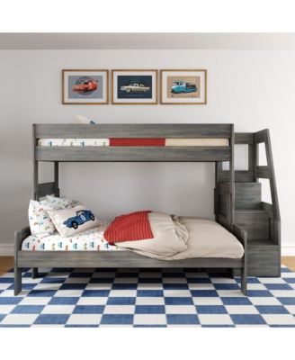 Modern Farmhouse Twin XL Over Queen Bunk Bed With Staircase