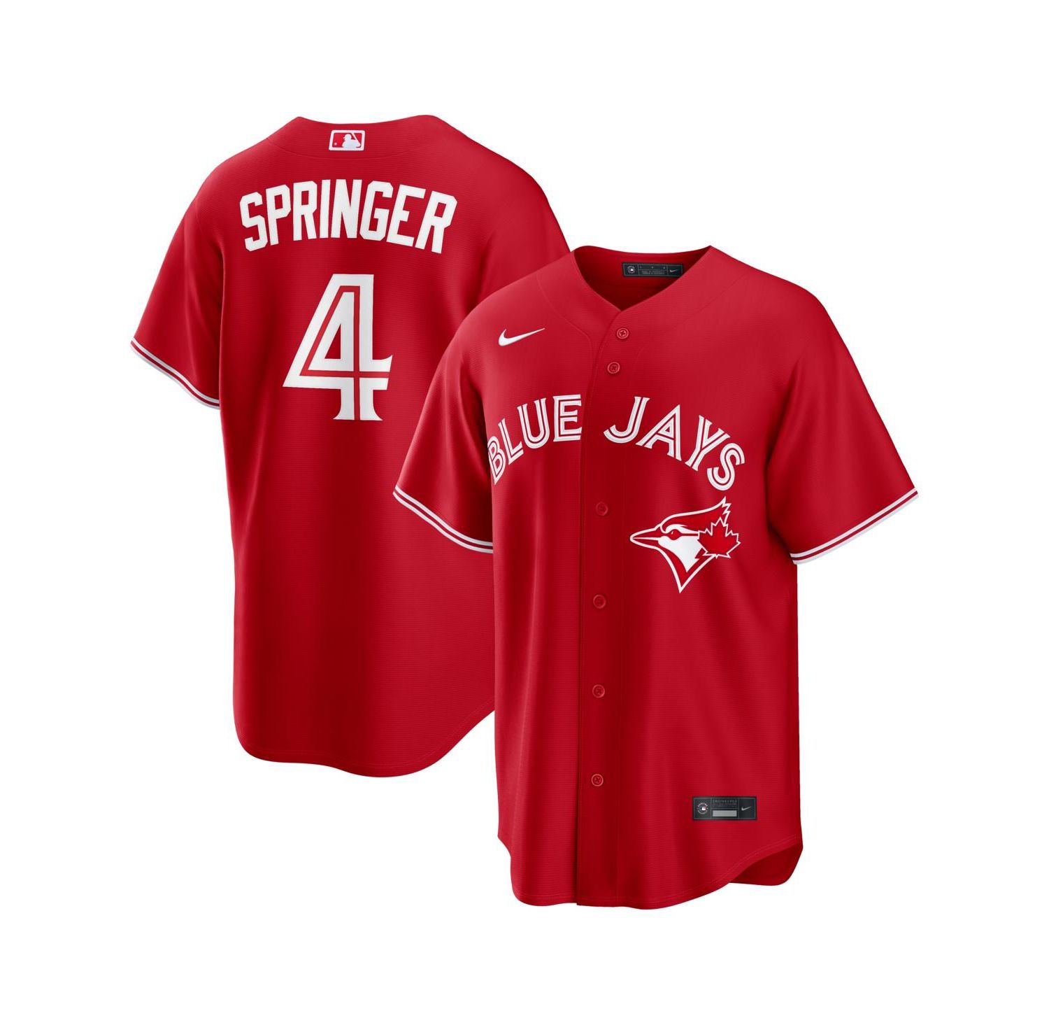 Men's George Springer Red Toronto Blue Jays Canada Day Replica Jersey
