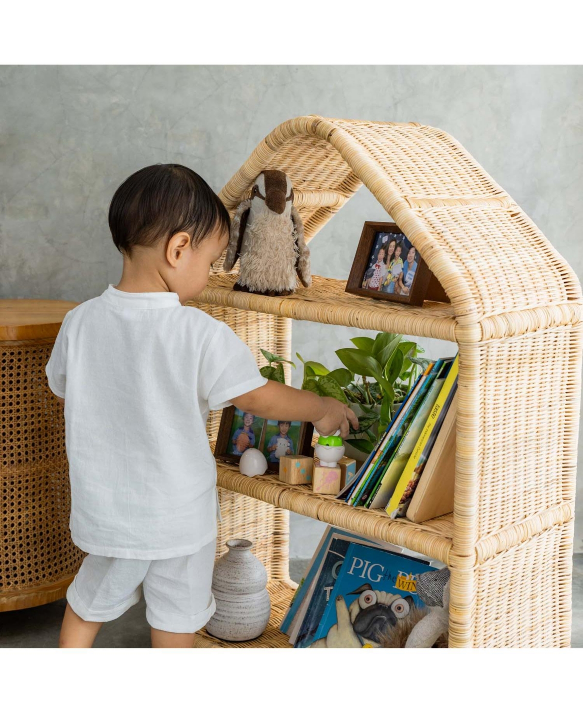 Momiji Alaya Handcrafted Rattan Kids House Shelf