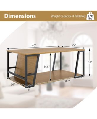 Rectangular Two Tier Coffee Table with Storage Shelf